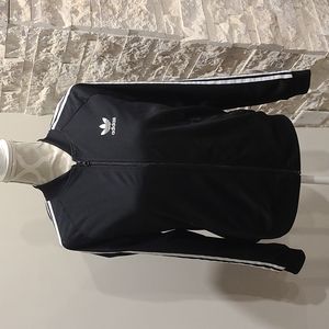 Adidas classic black & white 3 Stripe zip up jacket